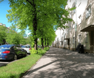 1=akzeptabel, Bild viel-Kfz aber hinter Bäumen Melusinenstraße