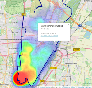 Heatmap Sitzbänke BA 12 Schwabing-Freimann