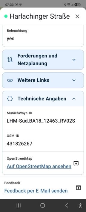 Screen shot MunichWays App Streckendetails-V3.1